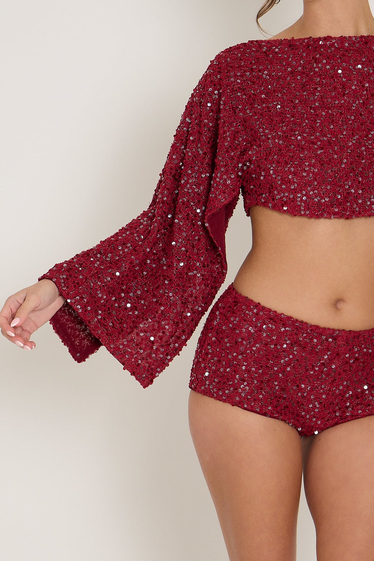 Sadie Boucle Shorts | Burgundy