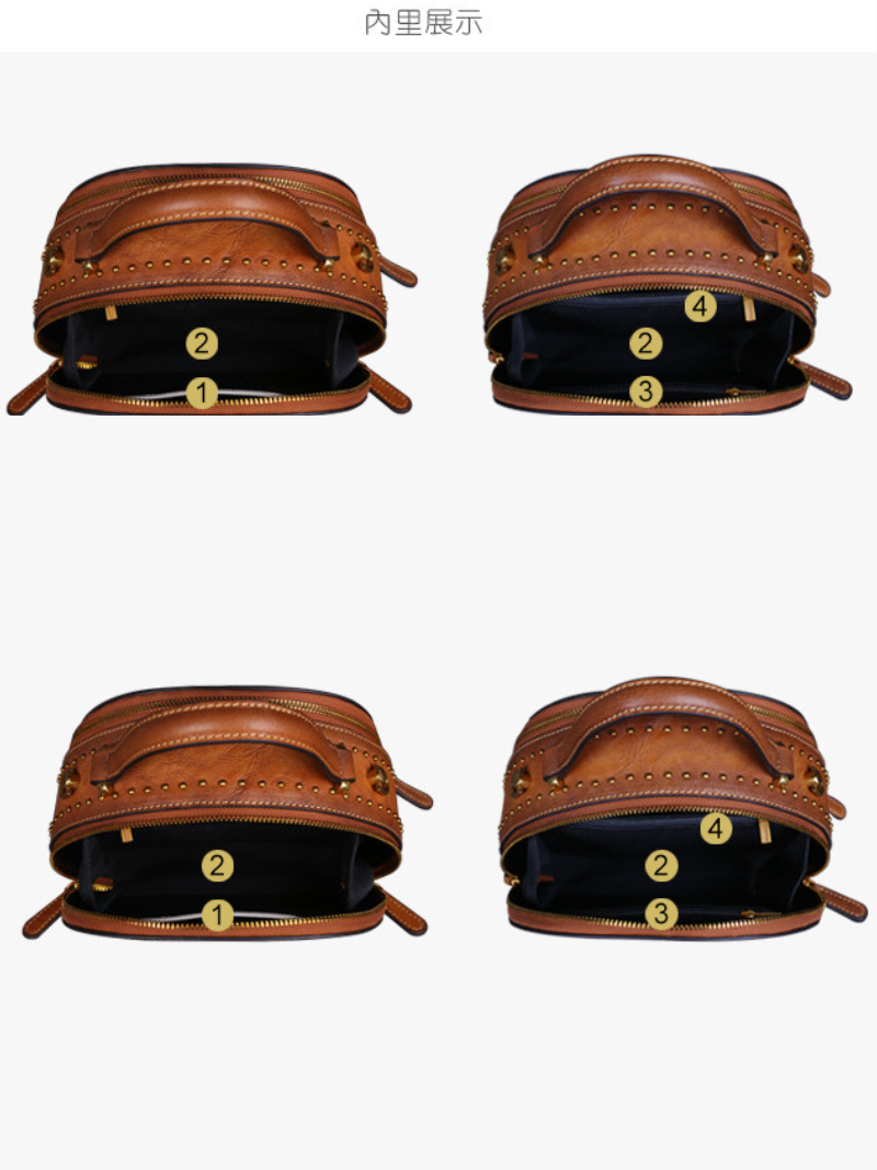 Elegant Ethnic Leather Round Bag | Eva Trends