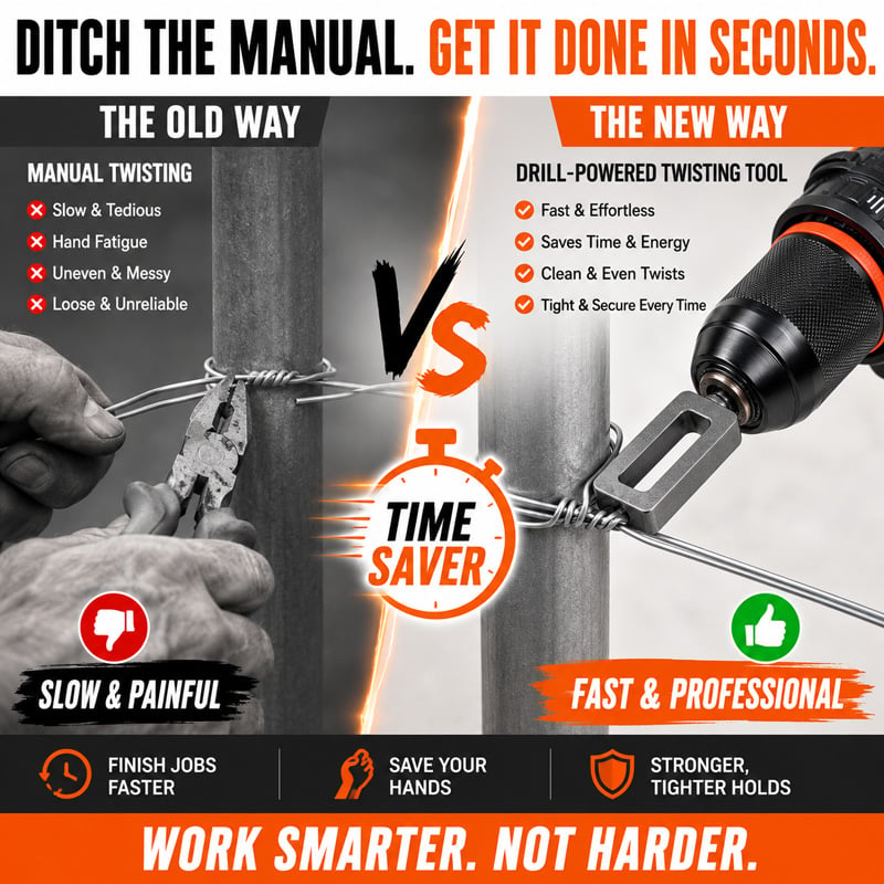 üß∞Steel Wire Twisting Tool for Drill - Fast Tightening & Auto Trimming Wire Twist Attachment