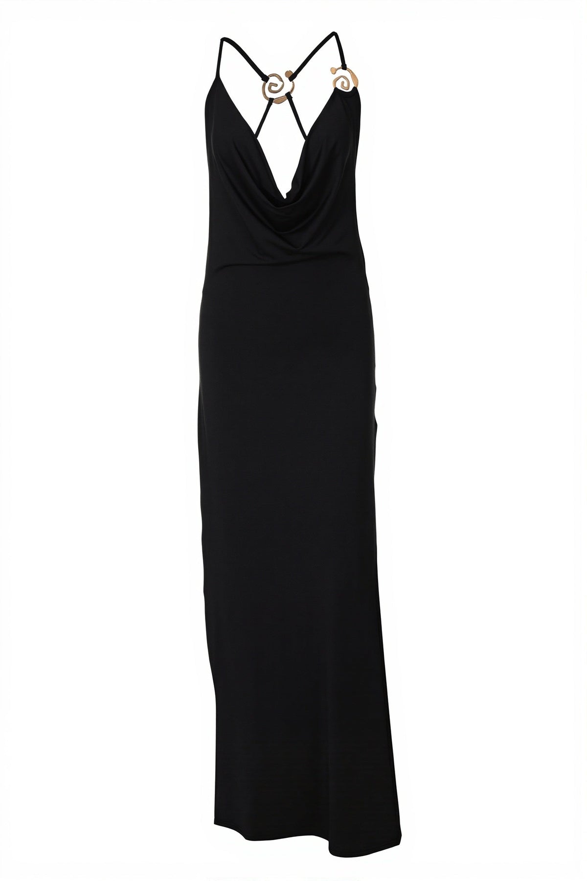 Chic Solid Deep V Cami Backless Slim Fit Maxi Dress