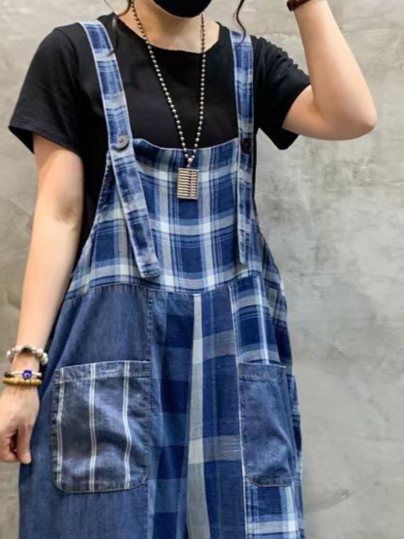 Women's Striped Overalls - Functional Pocket Design | Eva Trends