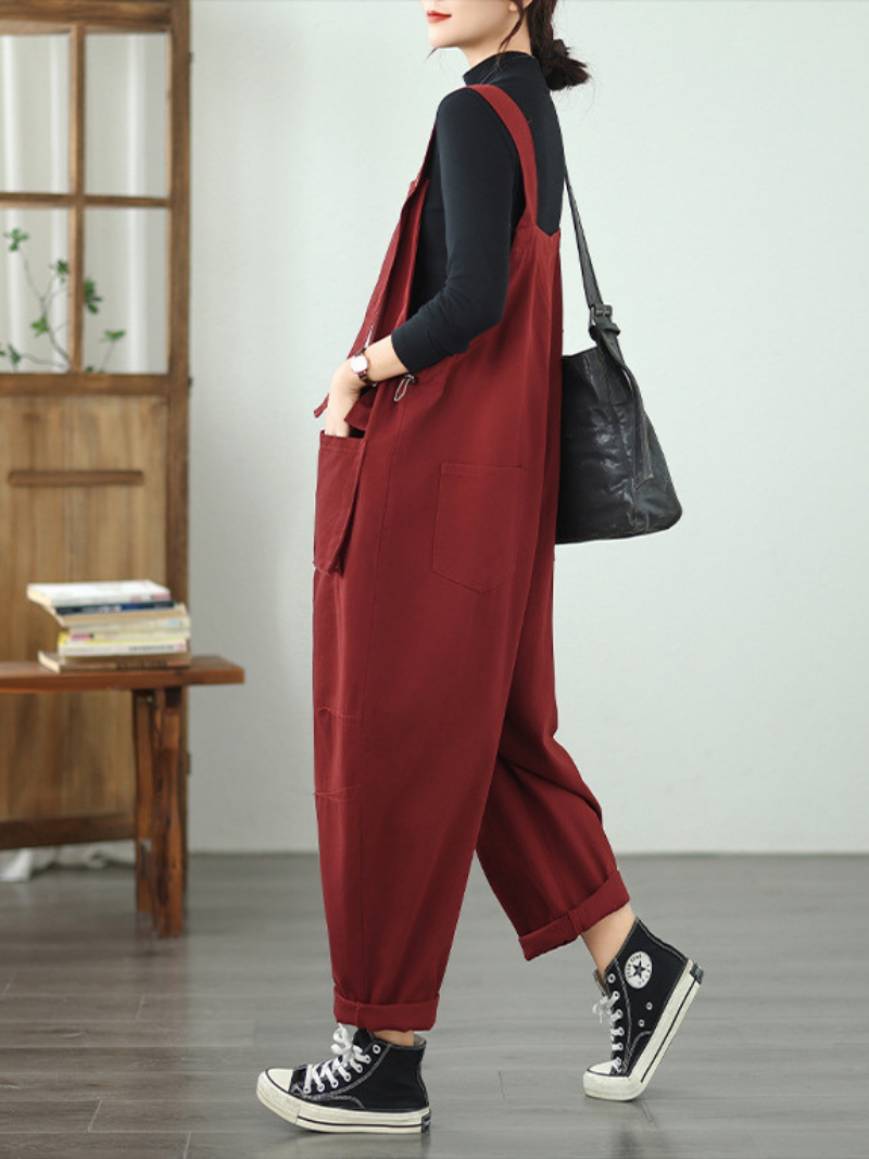 Versatile Women's Denim Overalls with Large Pockets | Eva Trends