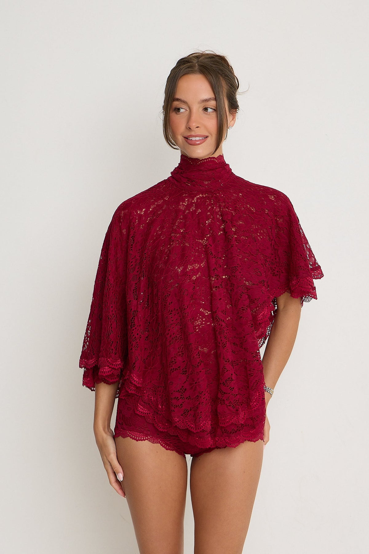 Carmen Lace Top | Burgundy
