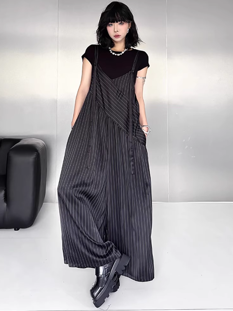 Elegant Striped Loose Overalls for Women | Eva Trends