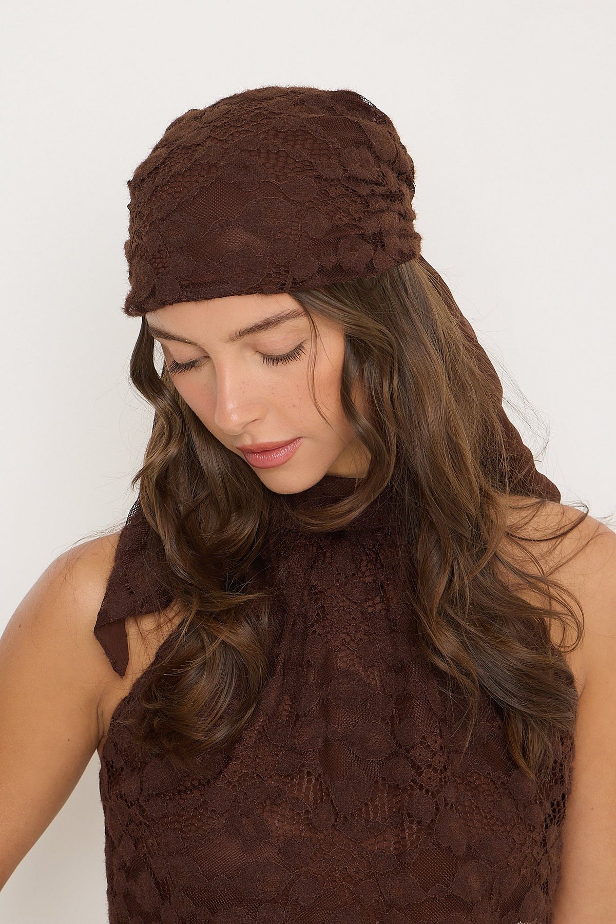 Sydney Lace Halter Top | Brown