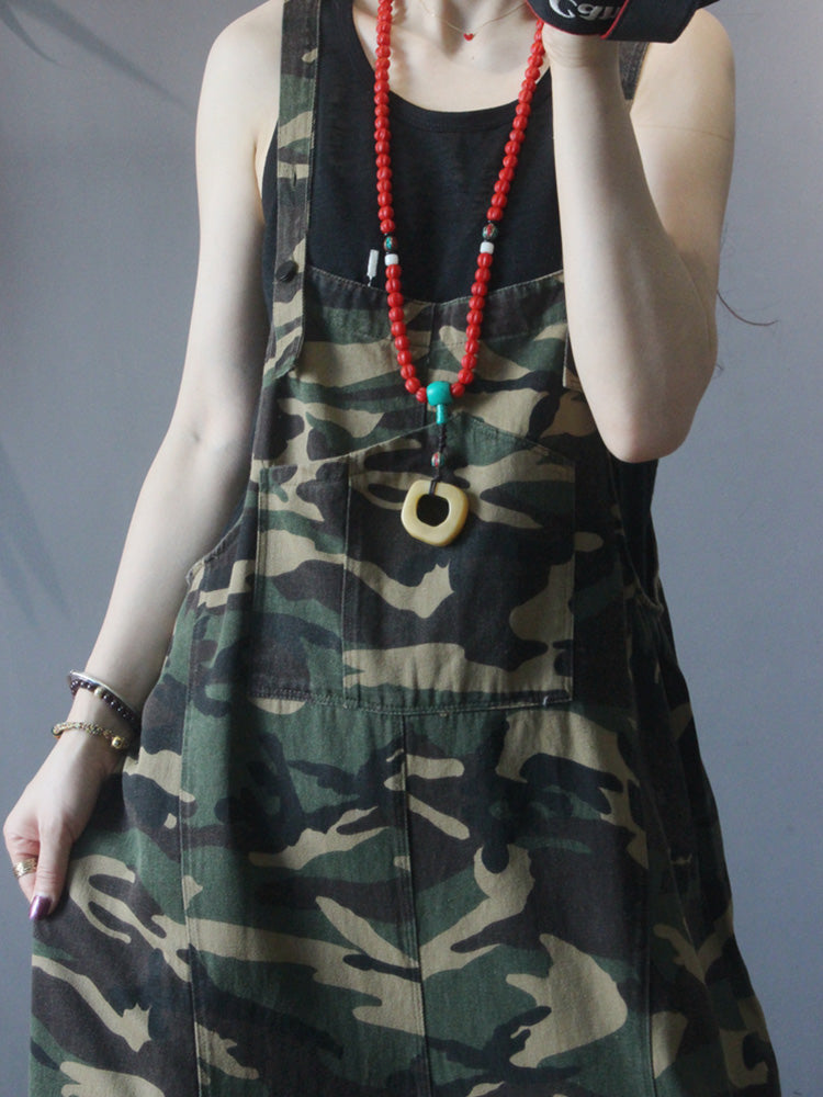 Camouflage Cotton Dungaree - Relaxed Harem Fit