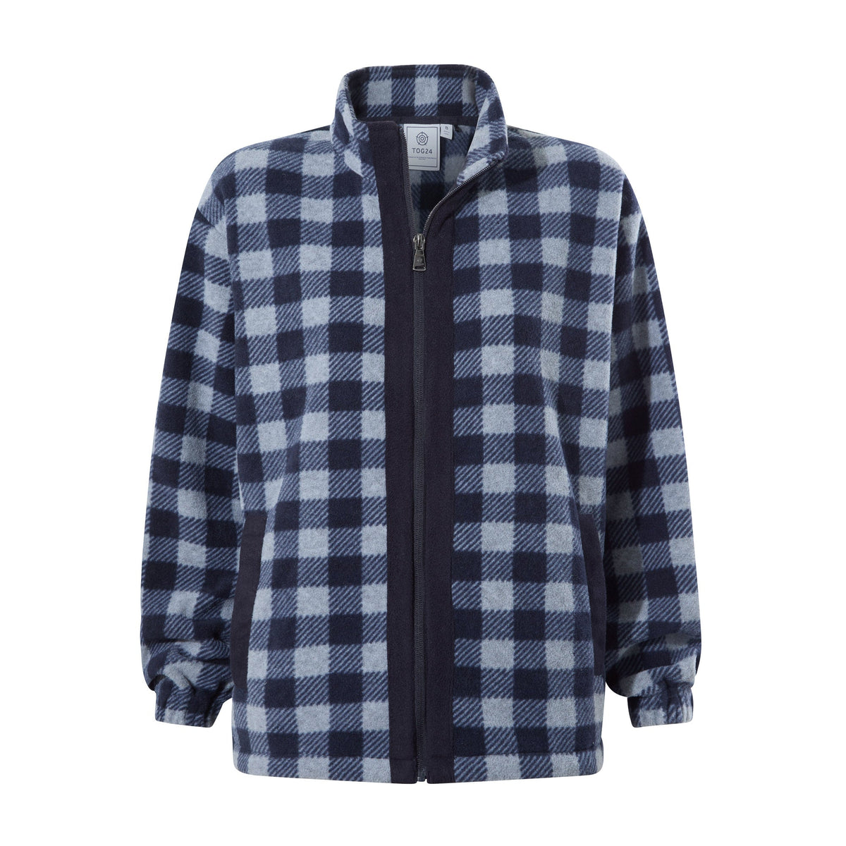 Firan Womens Fleece Jacket - Grey Melange/Navy Gingham