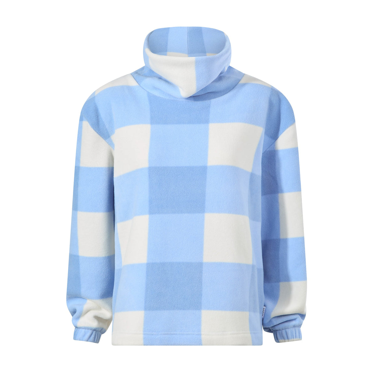 March Womens Relaxed Fit Microfleece Pullover - Powder Blue Gingham