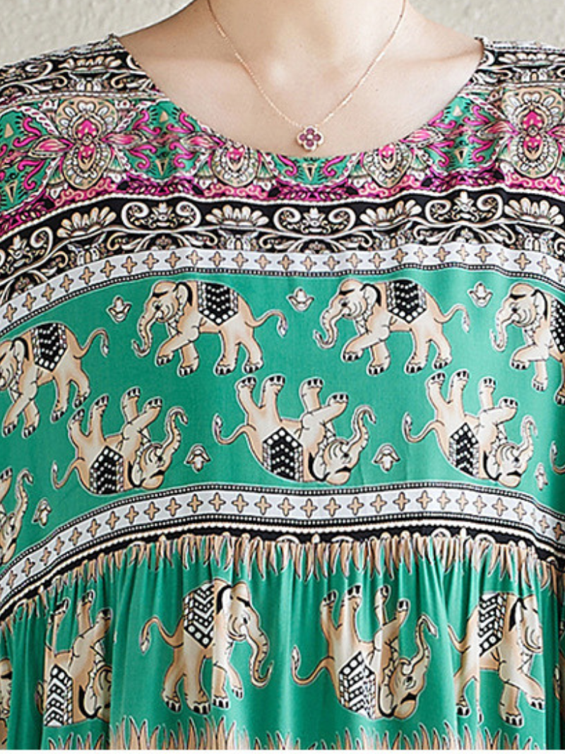 Women's Printed High Waist Smock Dress with Pockets | Eva Trends