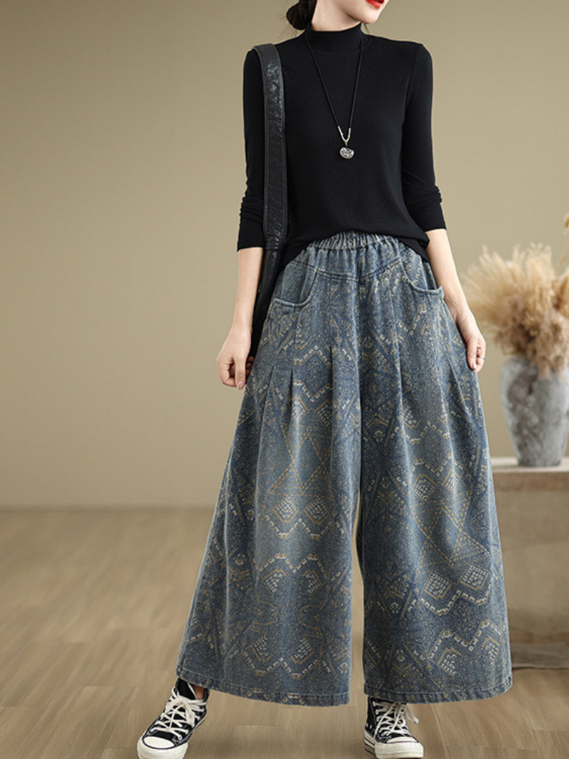 Women's Versatile Casual Wear High Waist Printed Bottom