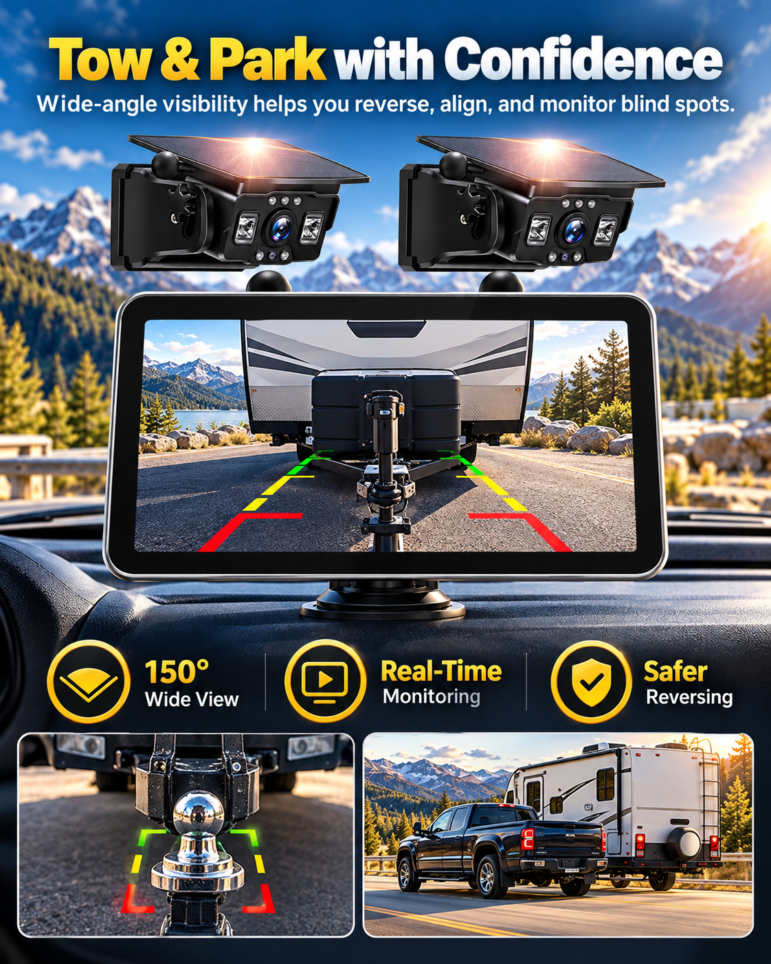 Magnetic Solar Wireless Backup Camera