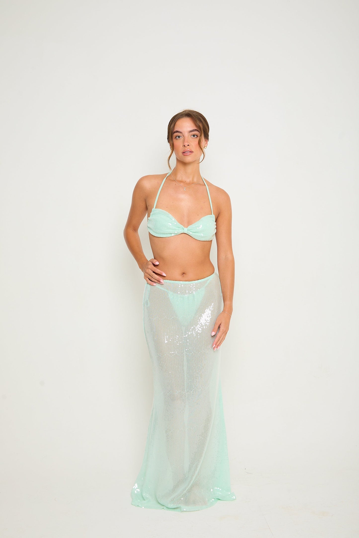 Mia Sequin Bikini Top | Blue