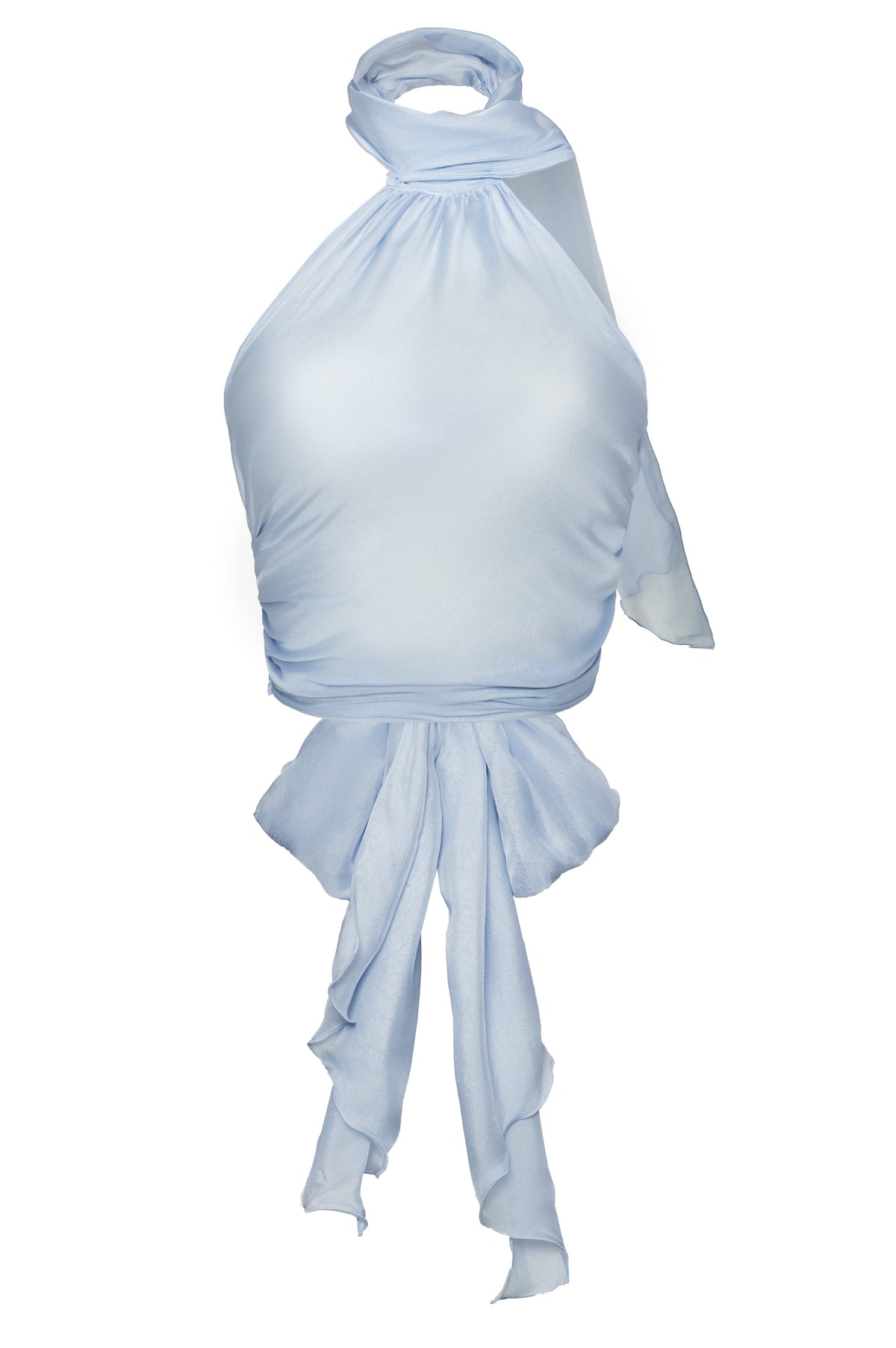Volante Silk Chiffon Top - Misty Blue