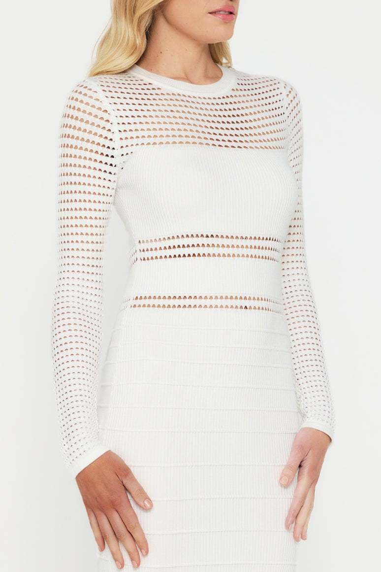 Jessa Crochet Midi Dress - White