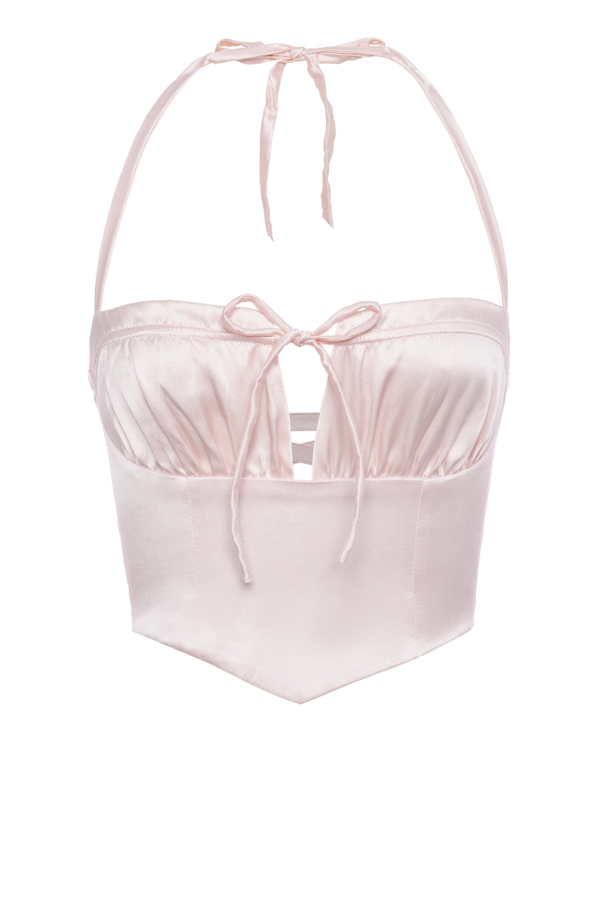 Aria Silk Satin Corset - Pink