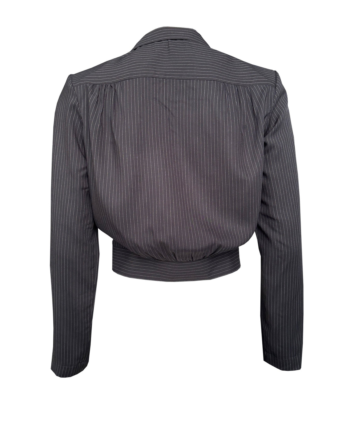 1930s Amelia Blouse - Black Pinstripe