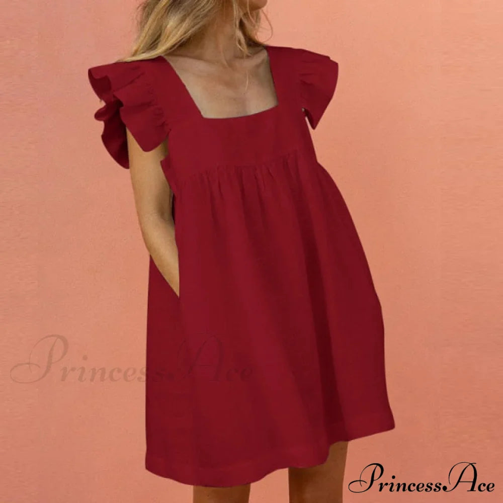 Elegant Butterfly Sleeve Beach Party Dress