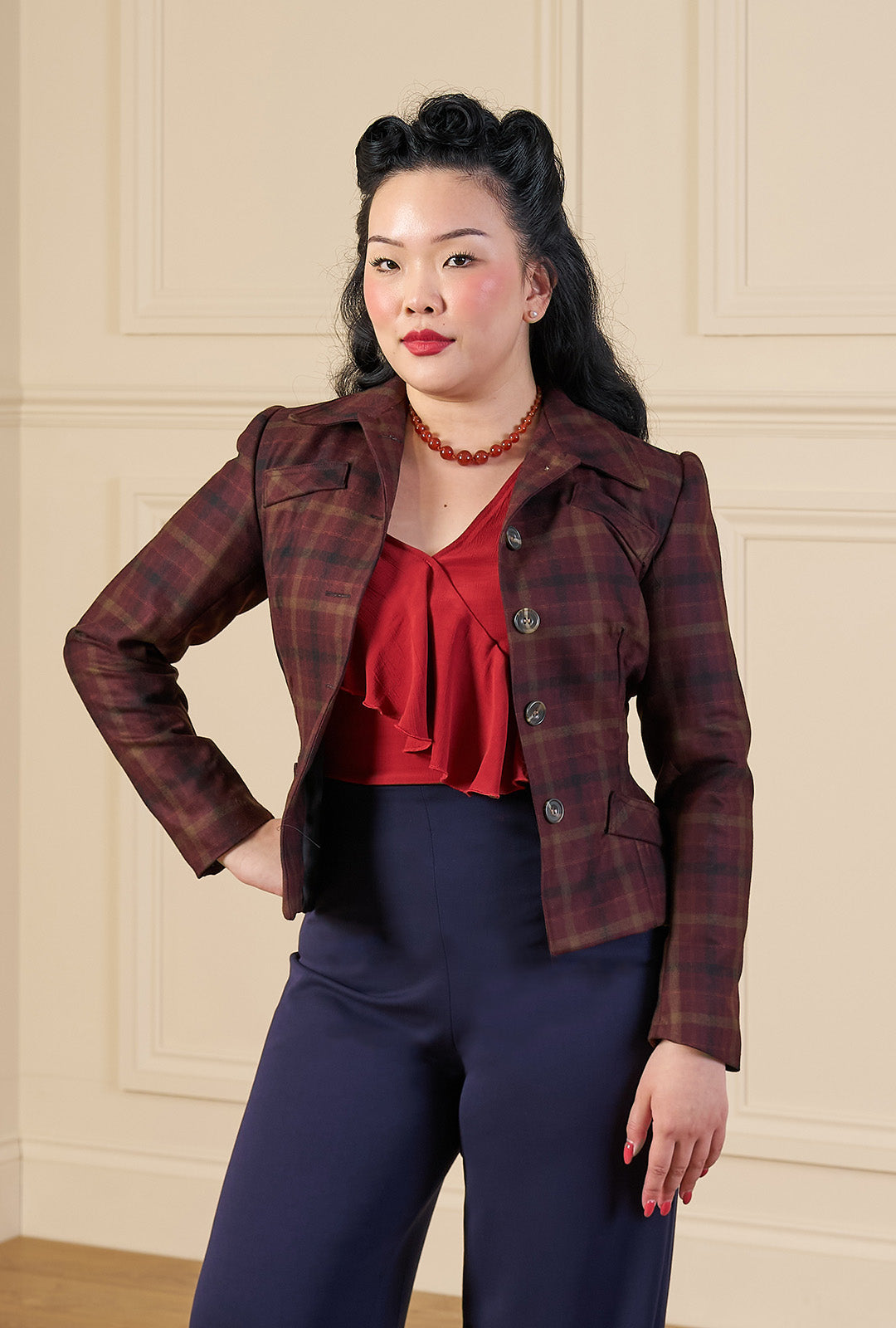 1940s Hampton Tailored Jacket - Premium Check Wool