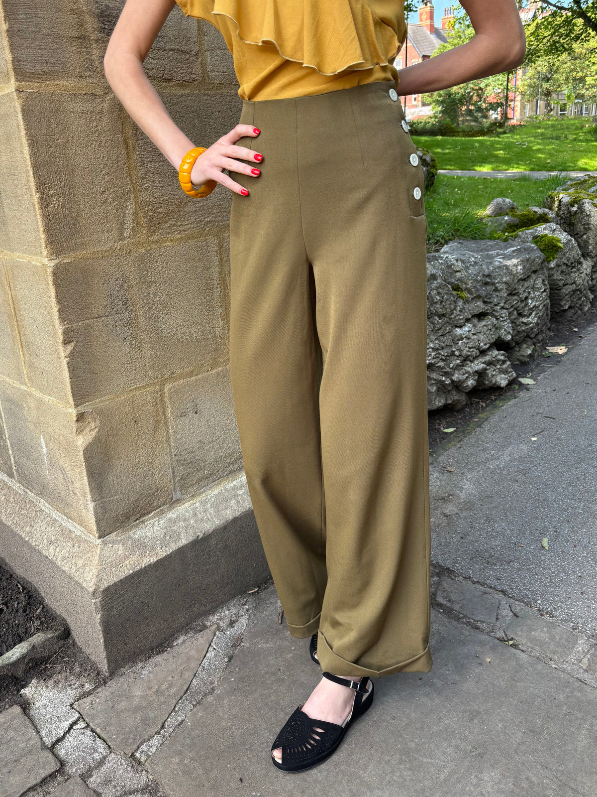 1940s Swing Trousers - Khaki