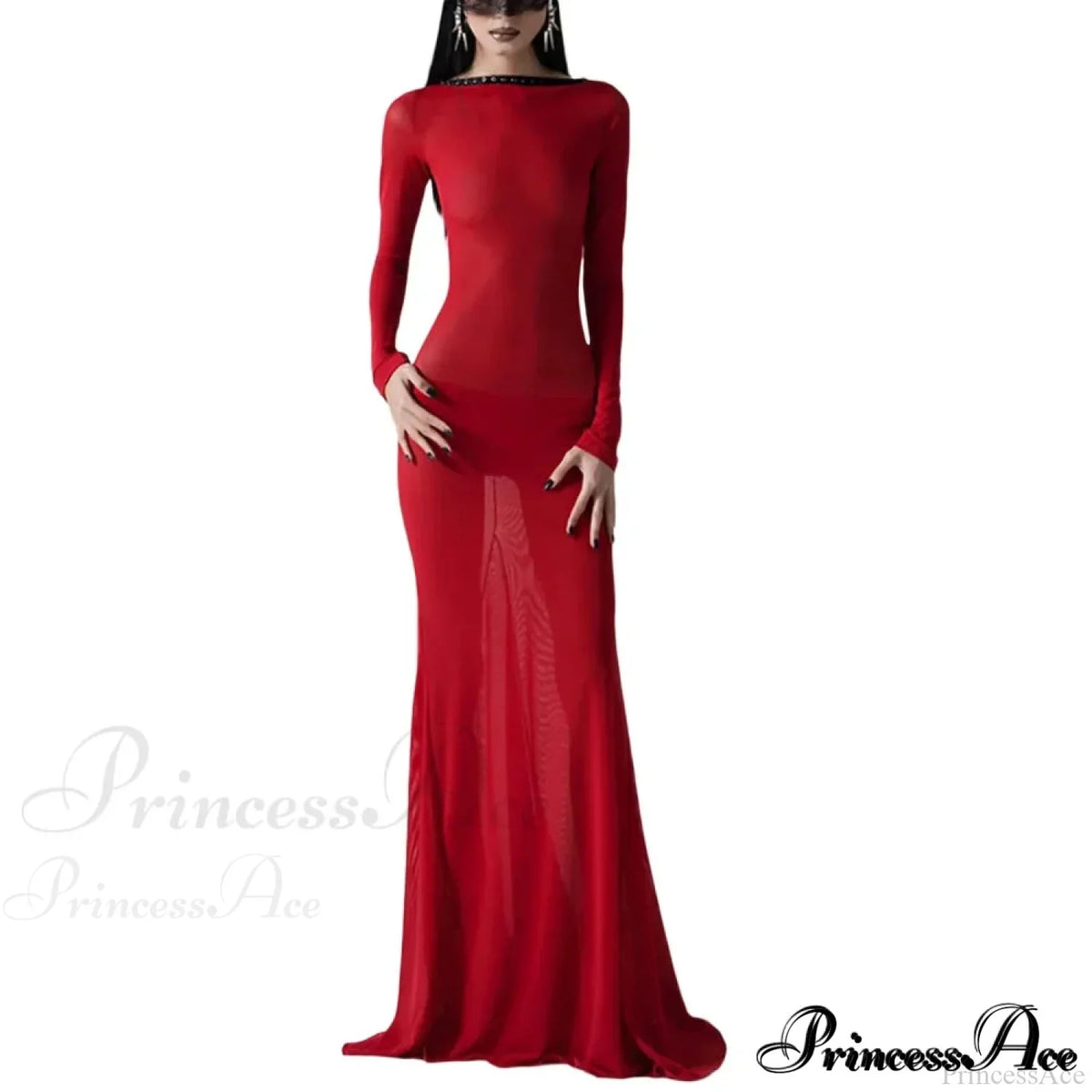 See-Through Bodycon Maxi Dress