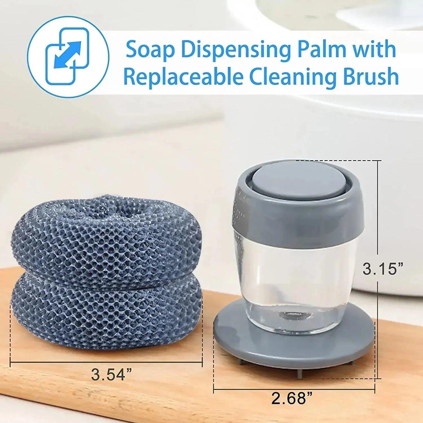 Kitchen Soap Press Dispensing Palm Brush ‚Äì Built-In Soap Dispenser & Ergonomic Grip üߺ
