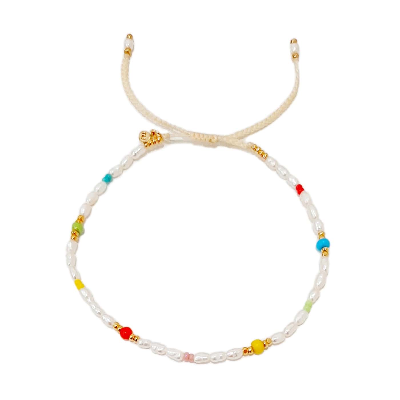 Handmade Seed Pearl Bracelet With Colorful Disc Beads