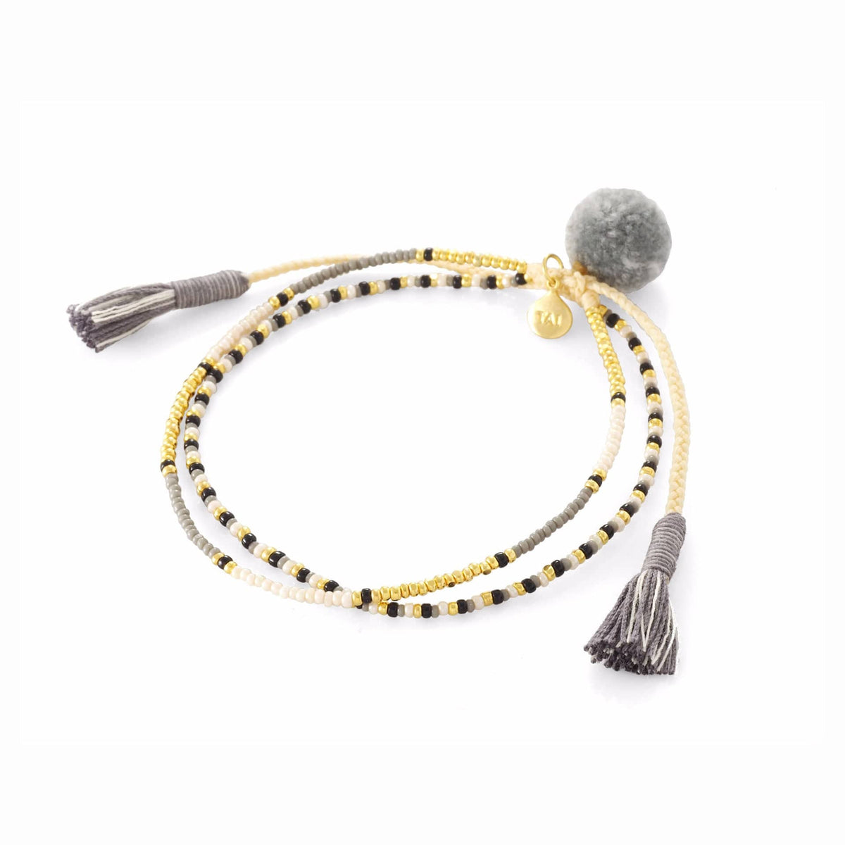 Handmade Pom Pom Double Strand Bracelet