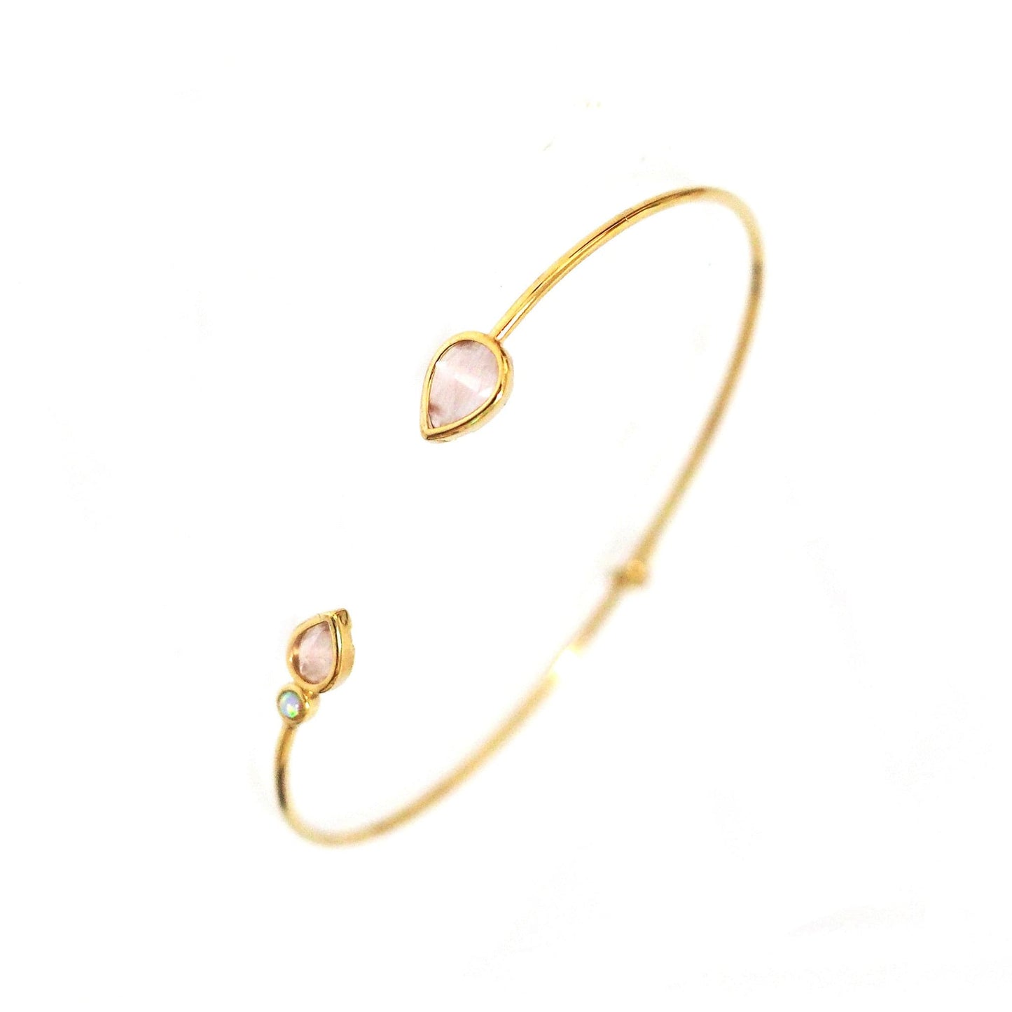 Teardrop Open Cuff Bracelet with Opal Accents