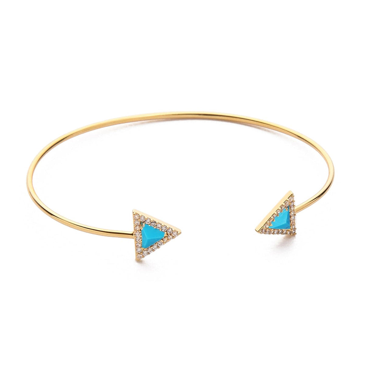 Triangular Gemstone Open Cuff Bracelet