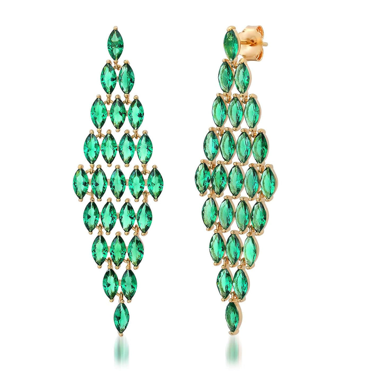 Emerald Green Cascading Marquis Chandelier Earrings