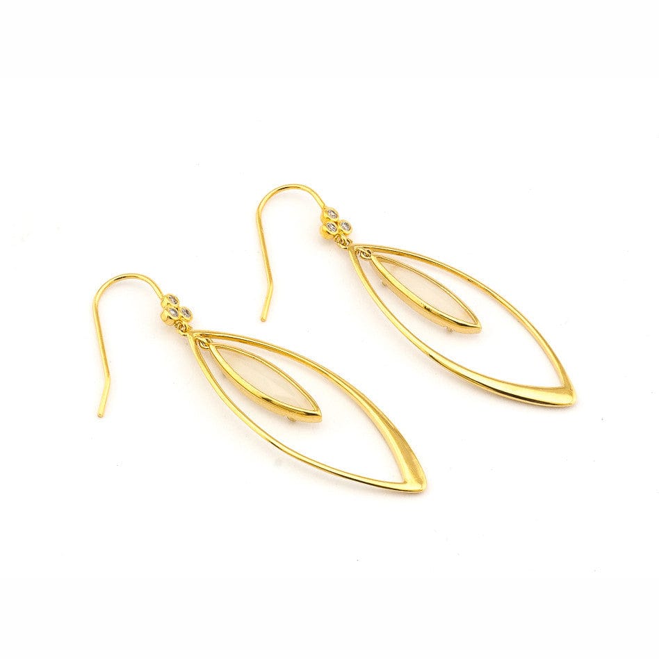 Marquee Shaped Earring With Glass Stud
