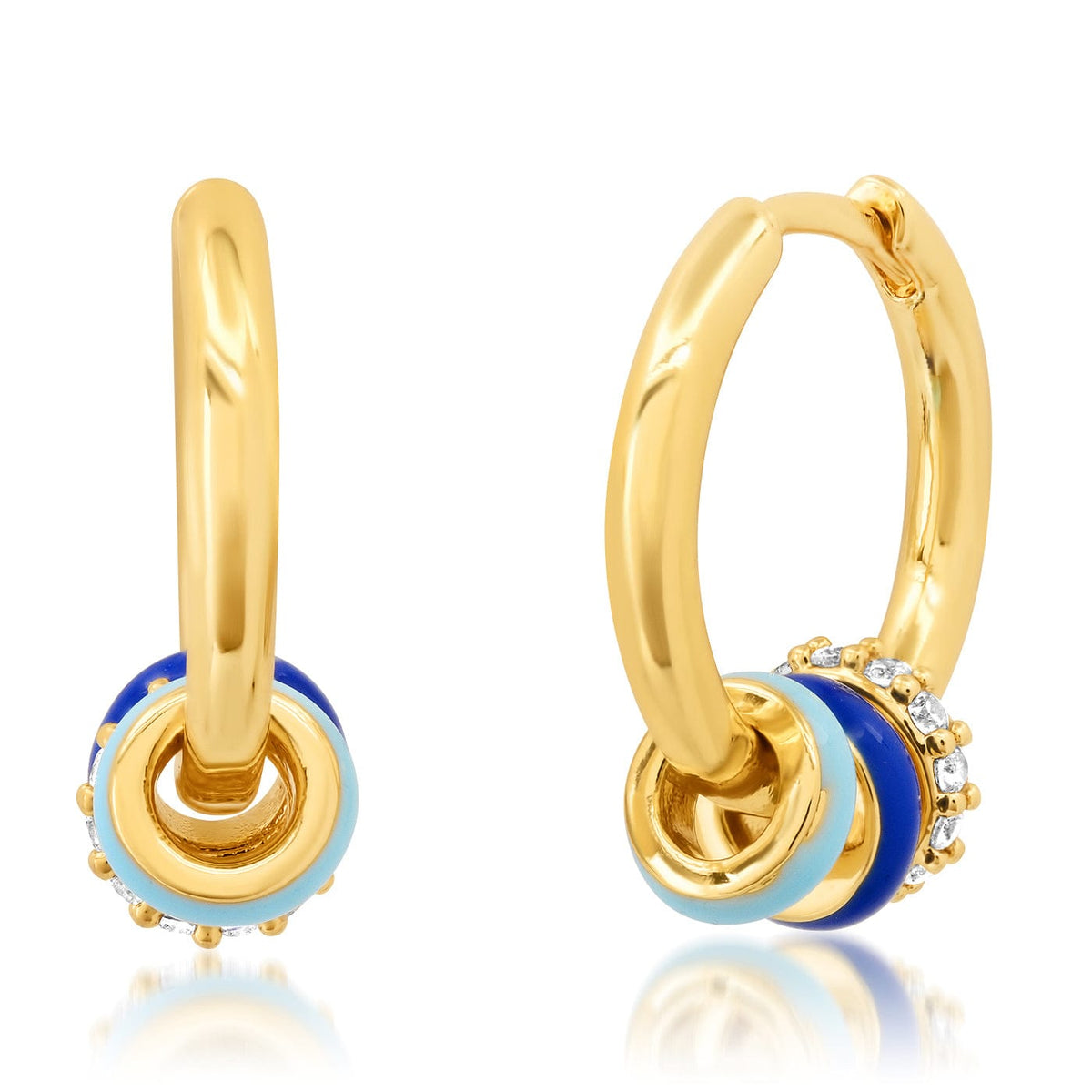 Multi-Enamel Charm Huggie Earrings