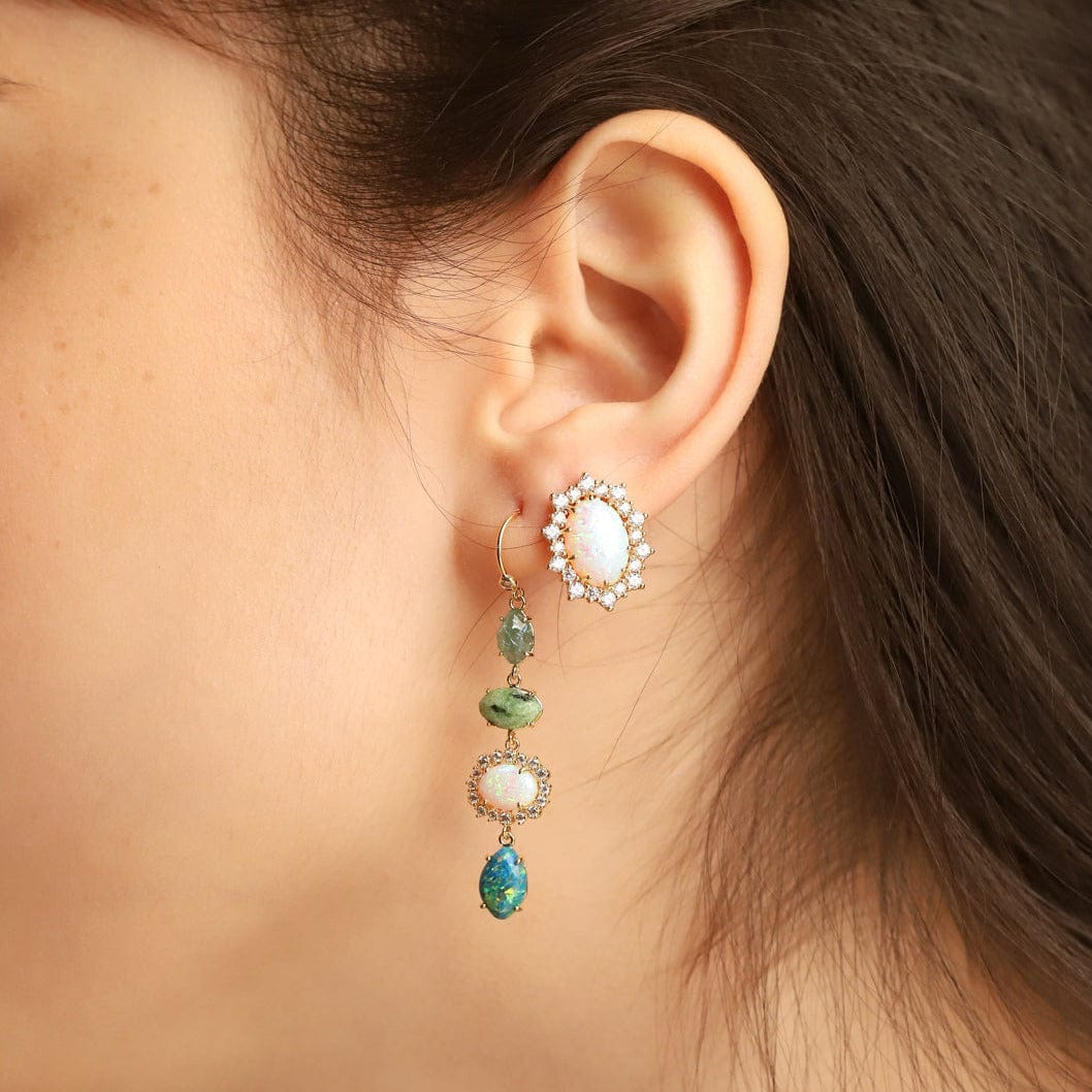 Oval Opal and CZ Stud