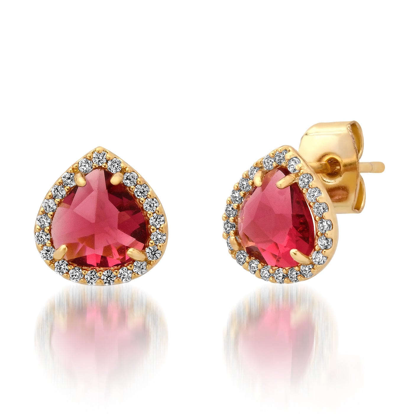 Ruby Halo Stud Earrings