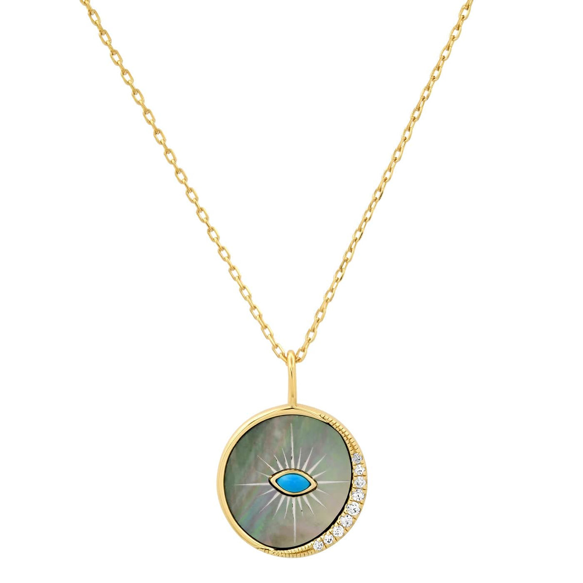 Black Shell Evil Eye Pendant Necklace
