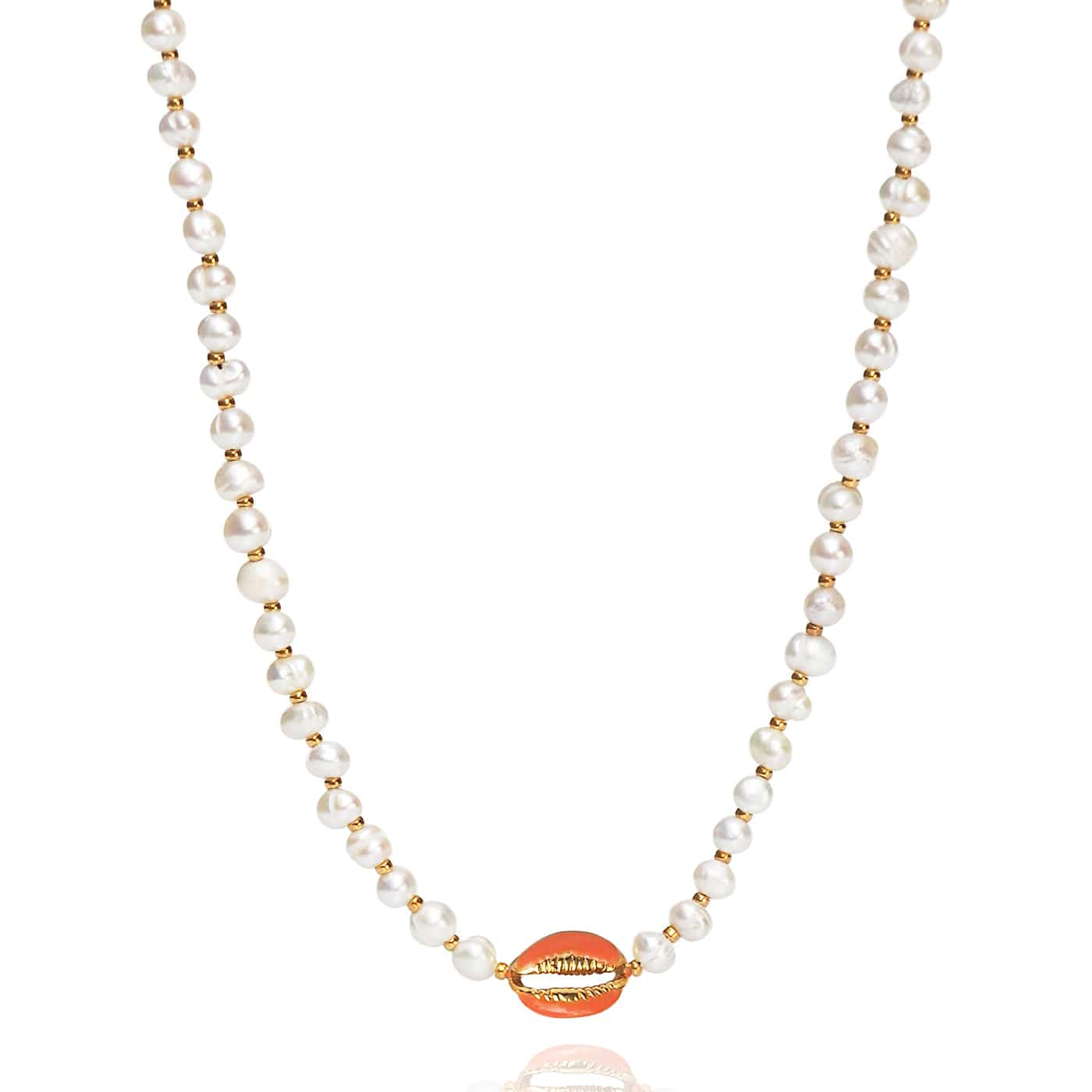 Cowrie Pearl Beaded Necklace