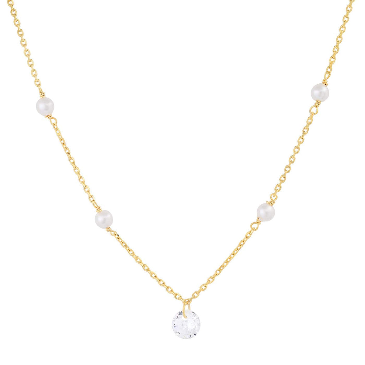 Floating Pearl & CZ Necklace