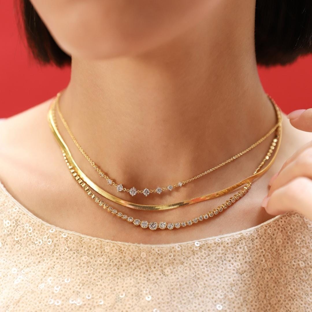 Graduated CZ Station Necklace