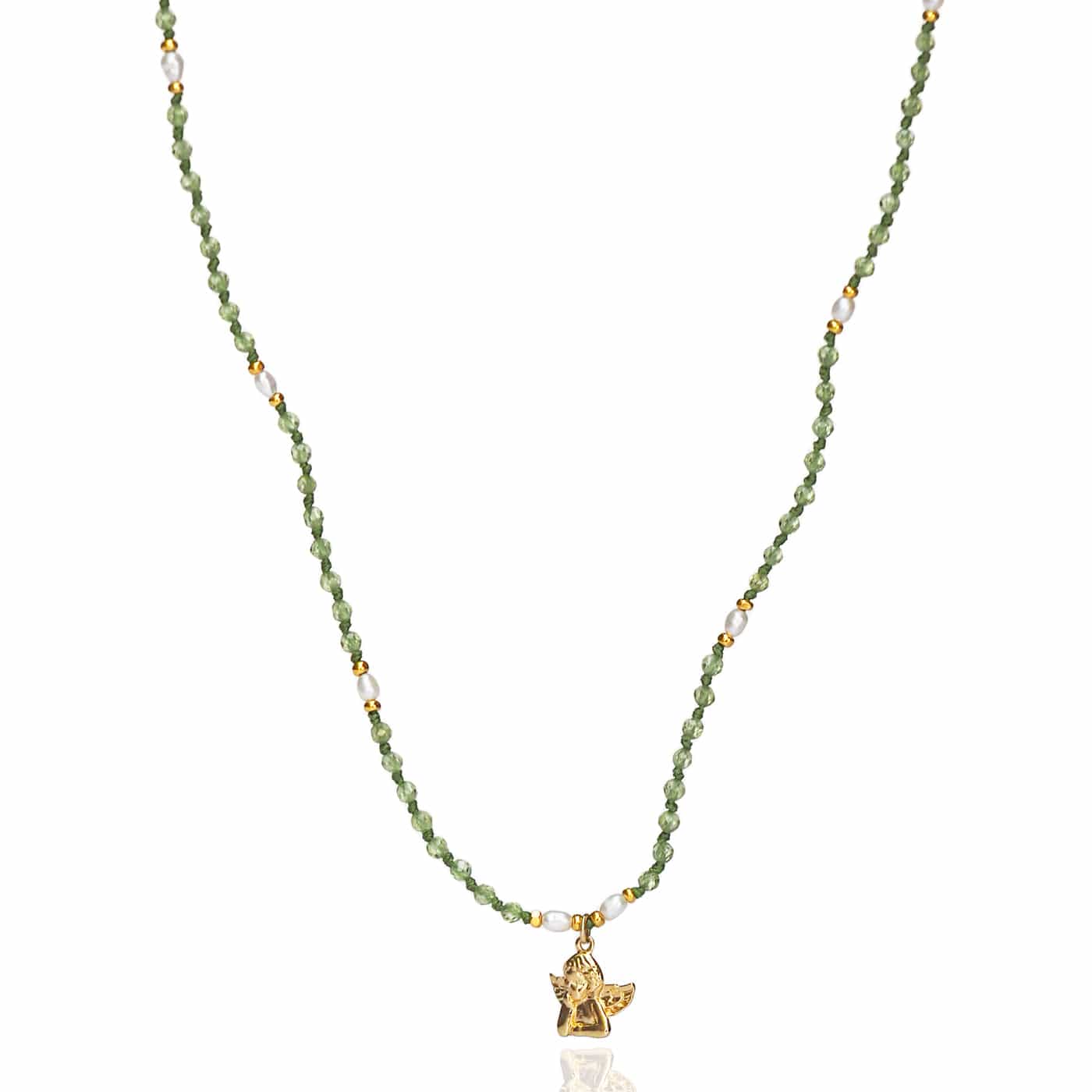 Handmade Beaded Necklace With Angel Dangle
