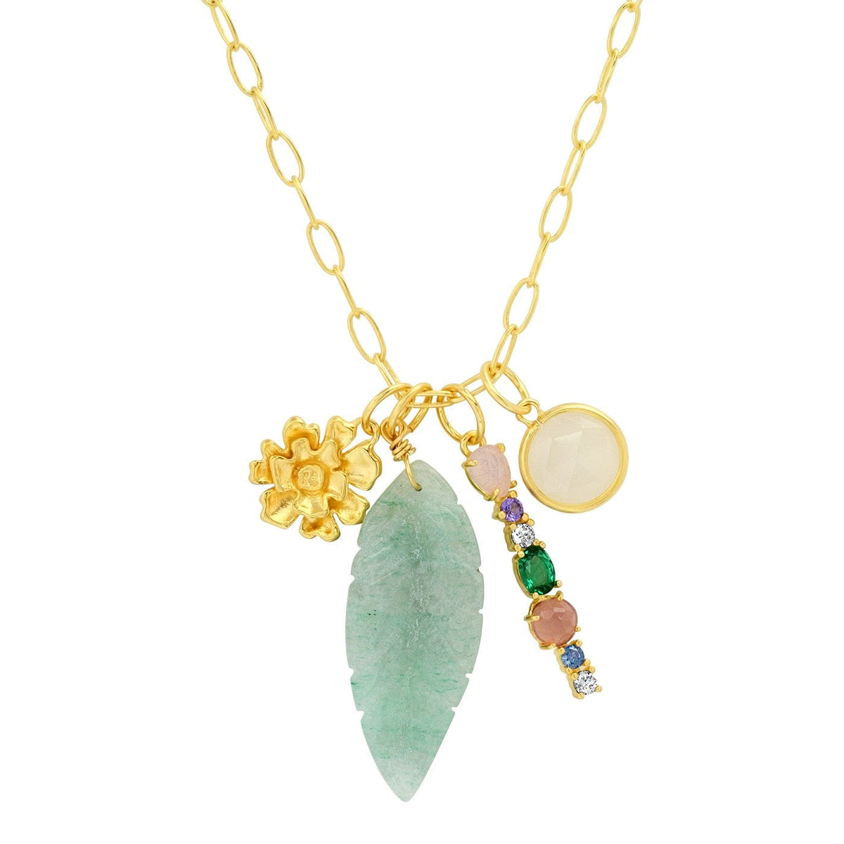 Jade Leaf Charm Necklace