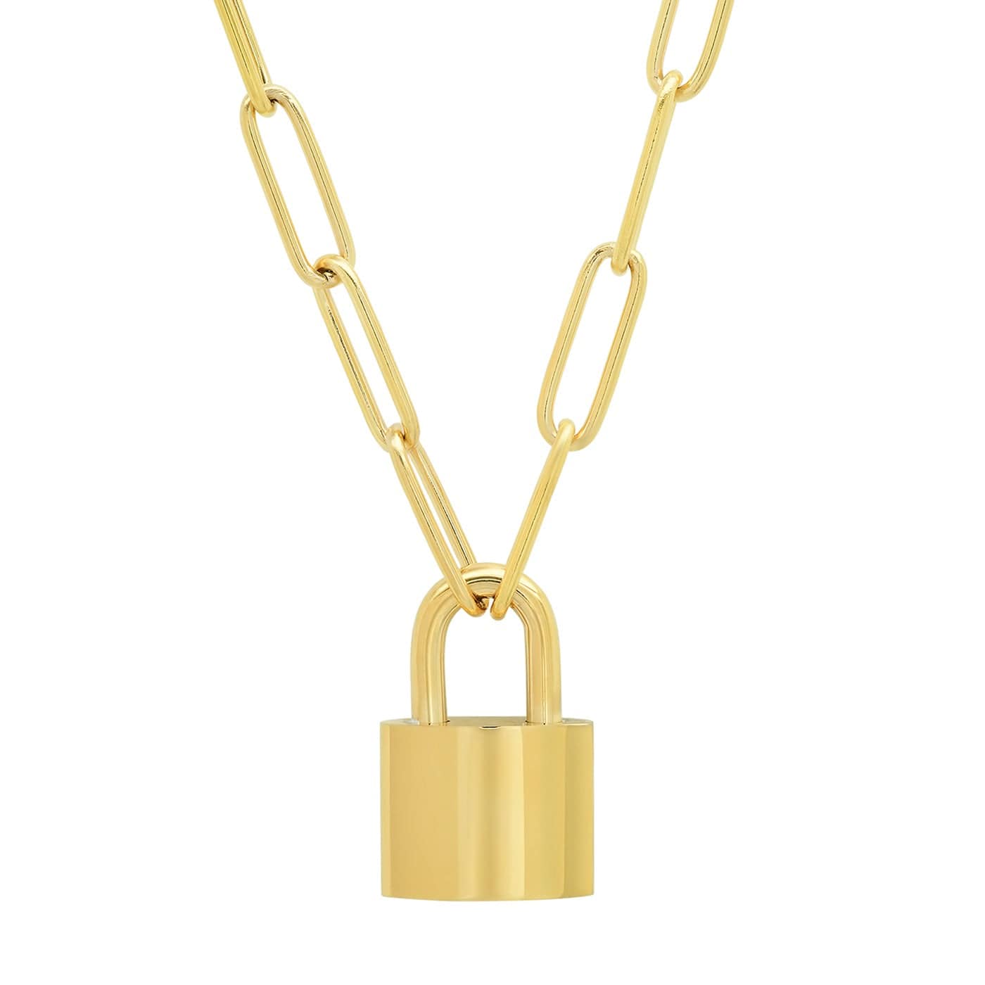 Oval Chain Link with Lock Pendant