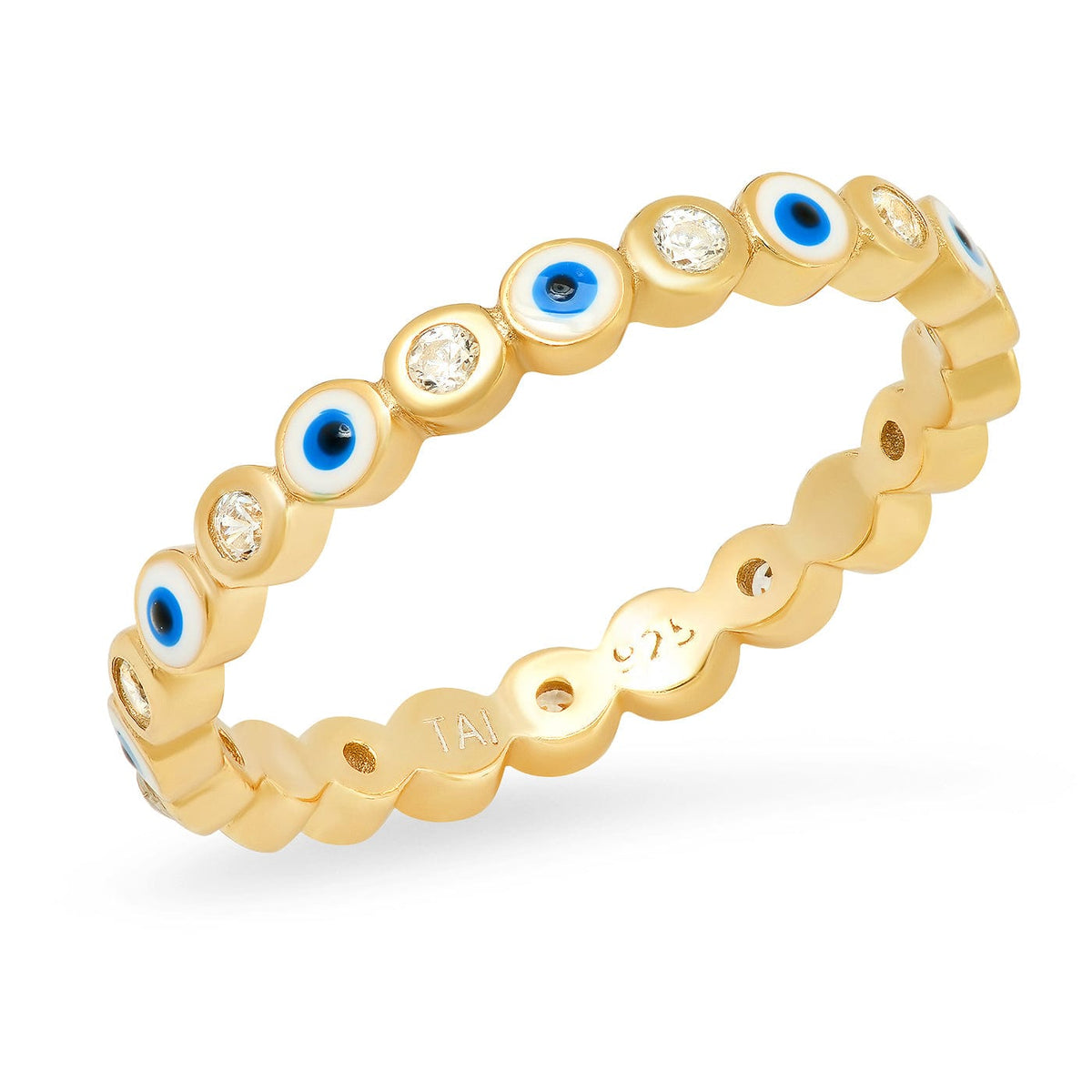 Evil Eye Enamel Bezel Ring
