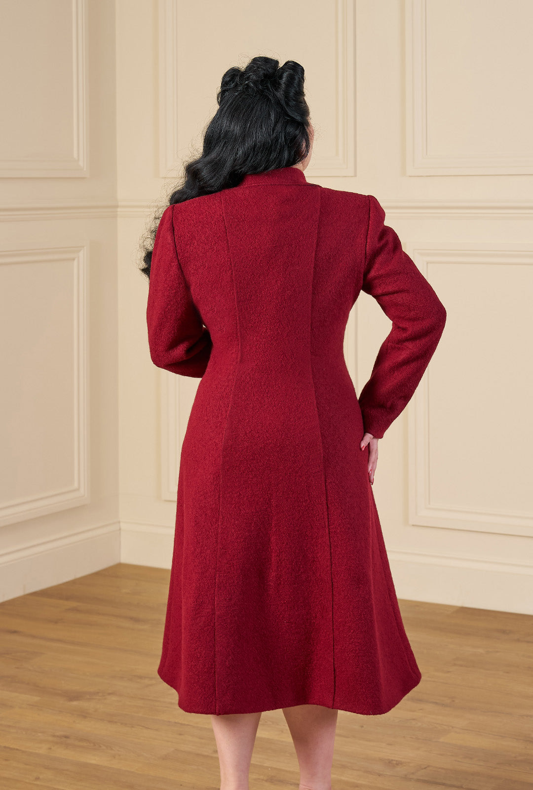 1930s/40s Princess Line Coat - Cranberry Red Wool
