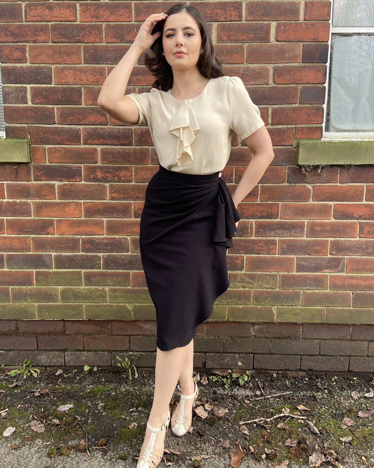 1940s Waterfall Skirt - Black
