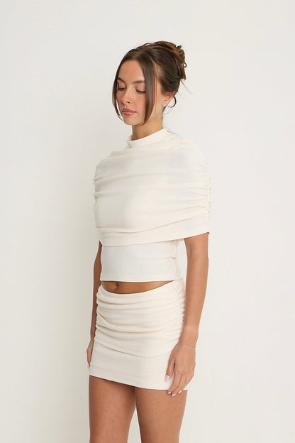Lydia Ruched Sleeve Top | Cream