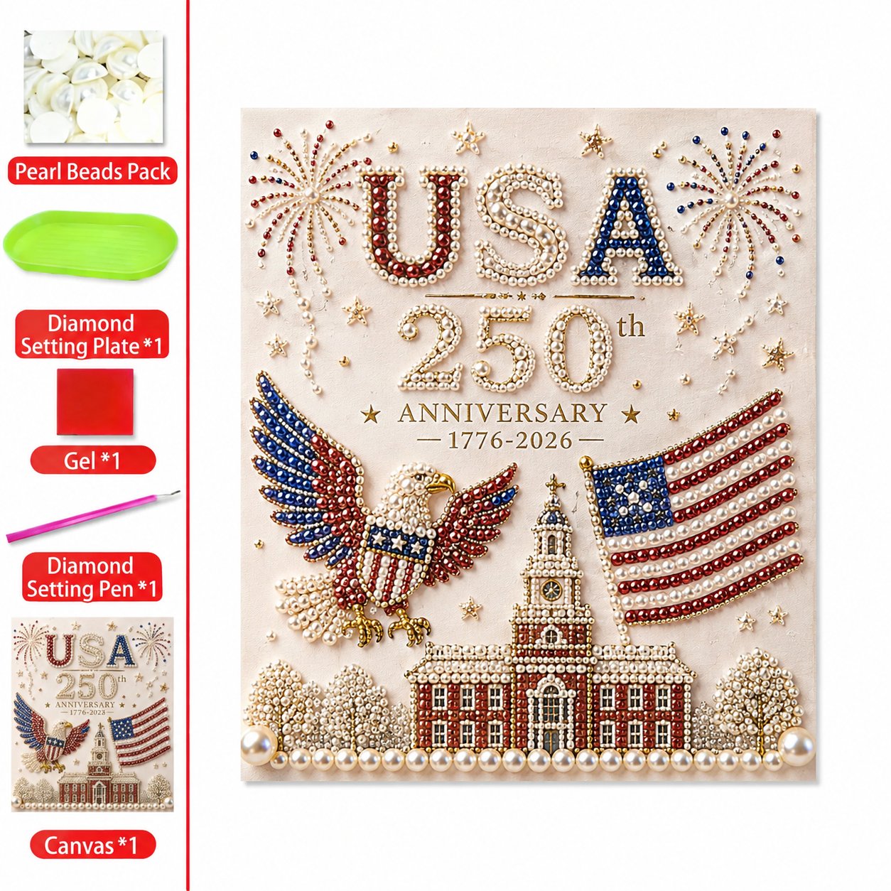 üá∫üá∏ USA 250th Anniversary DIY Pearl Painting Kit ‚ú®‚ù§Ô∏è‚Äçüî•