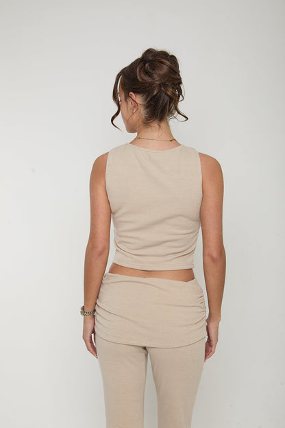Zara Ruched Tank Top | Beige