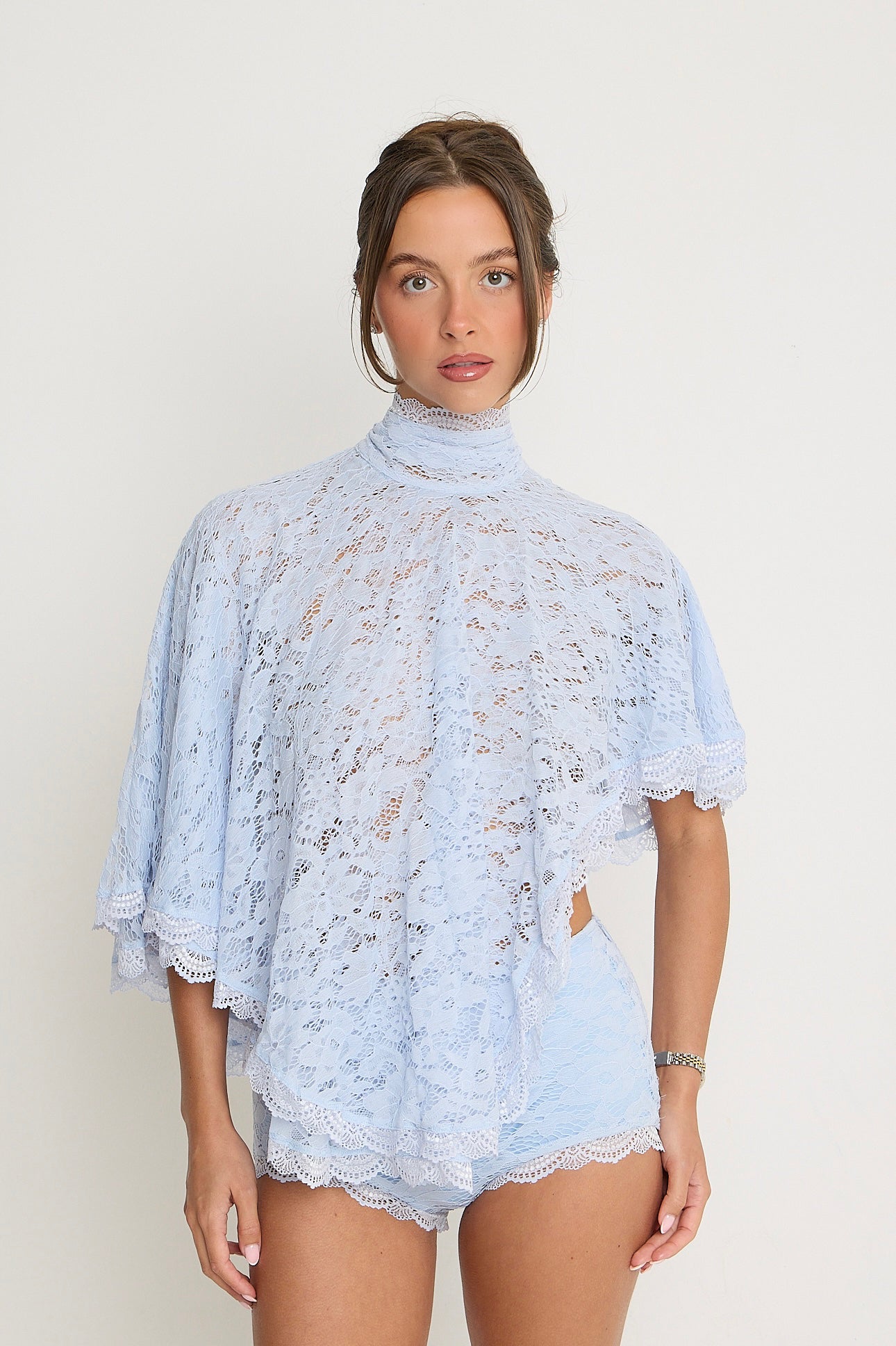 Carmen Lace Top | Powder Blue
