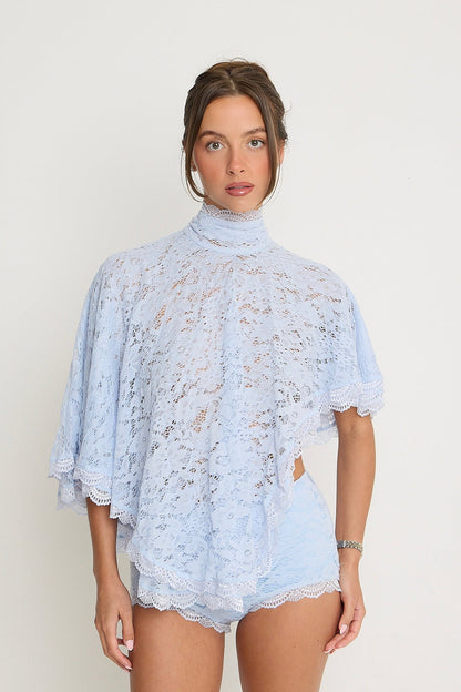 Carmen Lace Top | Powder Blue