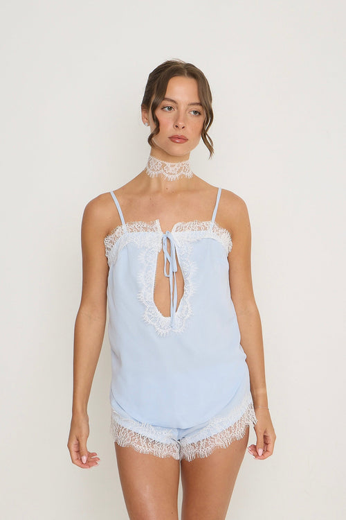 Gigi Lace Top & Choker | Baby Blue